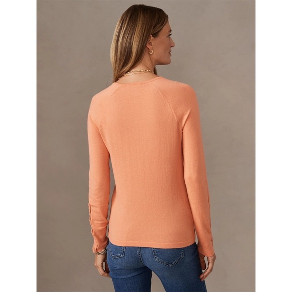 NWOT J. McLaughlin Jamey Raglan Sleeve Sweater Orange Button Cuf Orange Women L - Picture 3 of 8